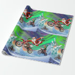 Papel De Presente Santa Clause corre sobre motocicletas<br><div class="desc">Santa Clause corre sobre motos de terra pela neve.</div>