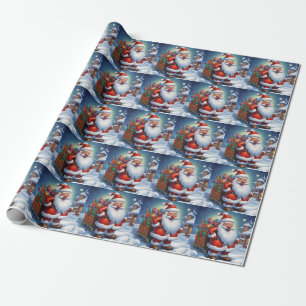 Papel De Presente Santa Clause Feliz Feliz ano novo de Natal