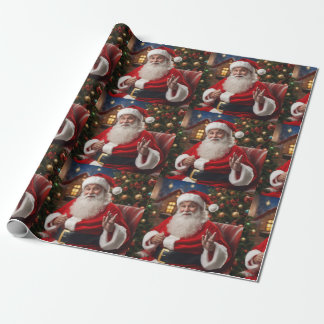 Papel De Presente Santa Clause sorrindo e acenando