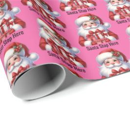 Papel De Presente Santa Cute Jolly Girl Pink Red Presents