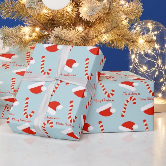 Papel De Presente Santa Hat e Candy Cane (Feriados)