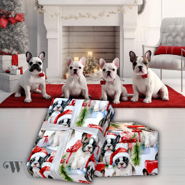 Papel De Presente Santa Hat Pups Frenchie Gift