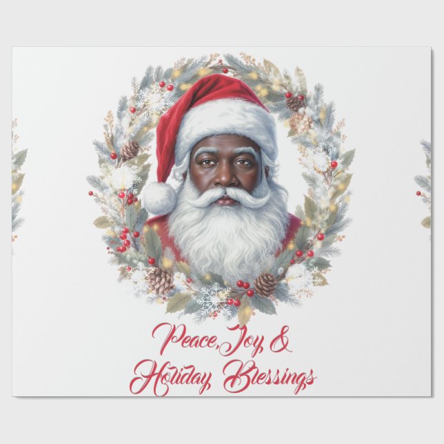 Papel De Presente Santa Holiday Blessings Flat Card (Aberto)