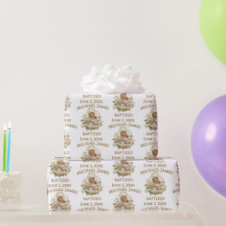 Papel De Presente Santa Maria com Jesus Cristo Batismo