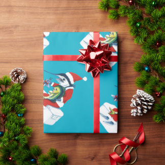 Papel De Presente Santa Marlin on teal