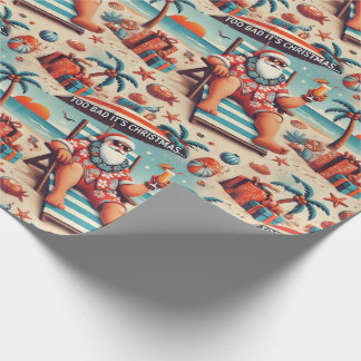 Papel De Presente Santa on Vacation Christmas Wrapping Paper
