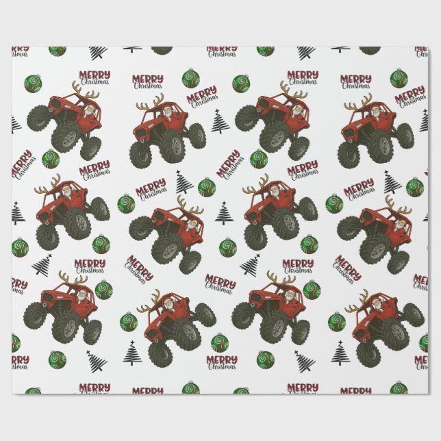 Papel De Presente Santa’s Off-Road Christmas – Red ATV Holiday  (Aberto)