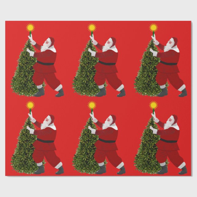 Papel De Presente Santa Star’s The Tree Red Wrapping Paper (Aberto)