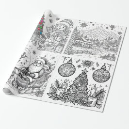 Papel De Presente Santa's Creative Wonderland Wrap & Color