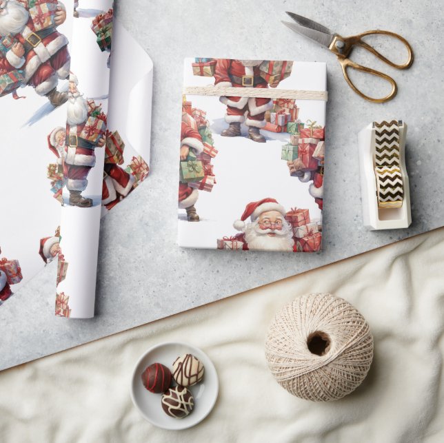 Papel De Presente Santa's Gift Parade Wrapping Paper (Artesanato)