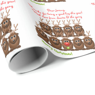 Papel De Presente Santas Reindeer - Letra do Natal dos Papais noeis