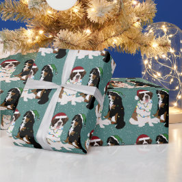 Papel De Presente Santo Bernard e Bernese Mountain Dog Natal