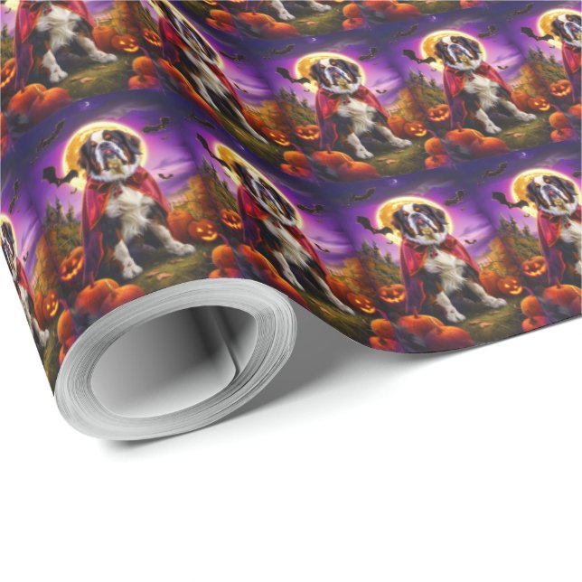 Papel De Presente Santo de Halloween Bernard Vampire Pumpkins assust (Ponta do rolo)