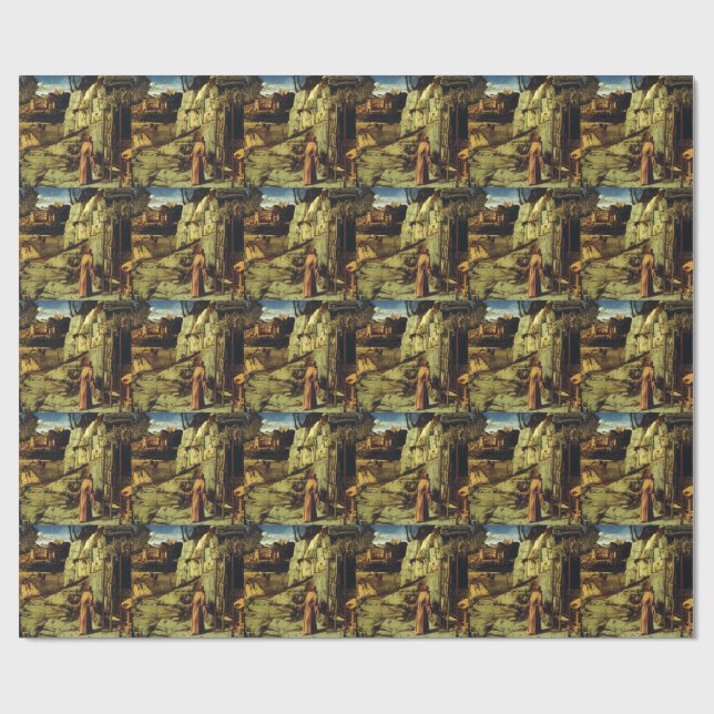 Papel De Presente São Francisco no Deserto por Giovanni Bellini  (Aberto)