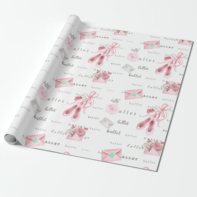 Papel De Presente Sapatilhas de Ballet Rosa (Desenrolado)
