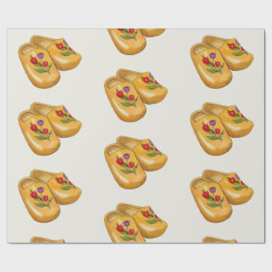 Papel De Presente Sapatos de Madeira Holandeses com Tulipas, Klompen