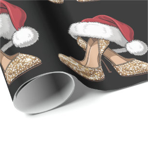 Papel De Presente Sapatos de salto alto dourado brilhante elegante C