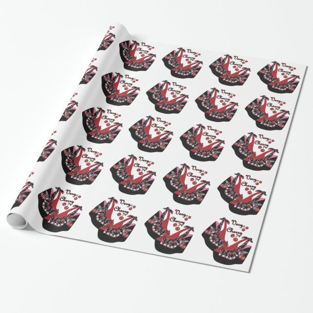 Papel De Presente Sapatos RAB Rockabilly Muito Cereja (Desenrolado)