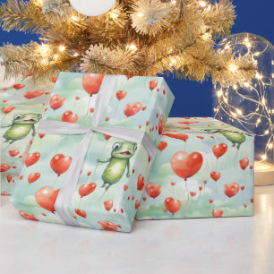 Papel De Presente Sapo caprichoso muitos balões de coração