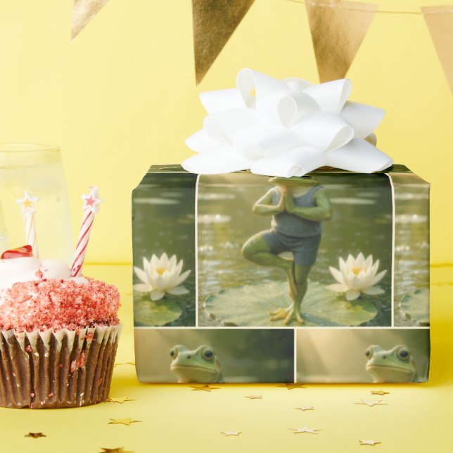 Papel De Presente Sapo de Aniversário em Pose de Yoga (Festa de aniversário)