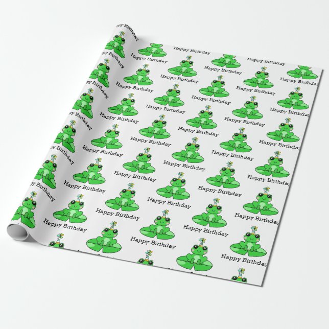 Papel De Presente Sapo de Aniversário Feliz  (Desenrolado)
