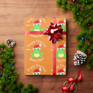 Papel De Presente Sapo de Natal Santa Hat Novelty Nome