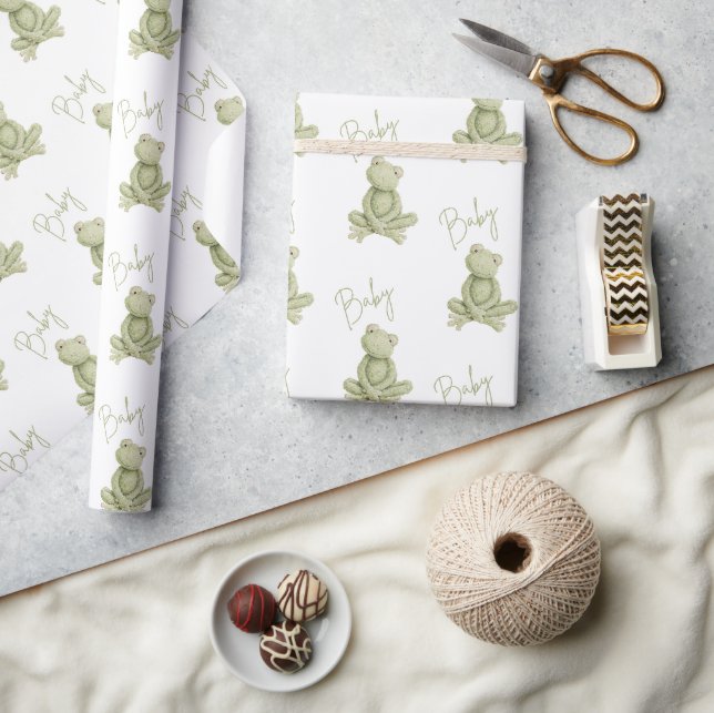 Papel De Presente Sapo Verde Fofa Chamada Para Chá de Bebê Caprichos (Artesanato)