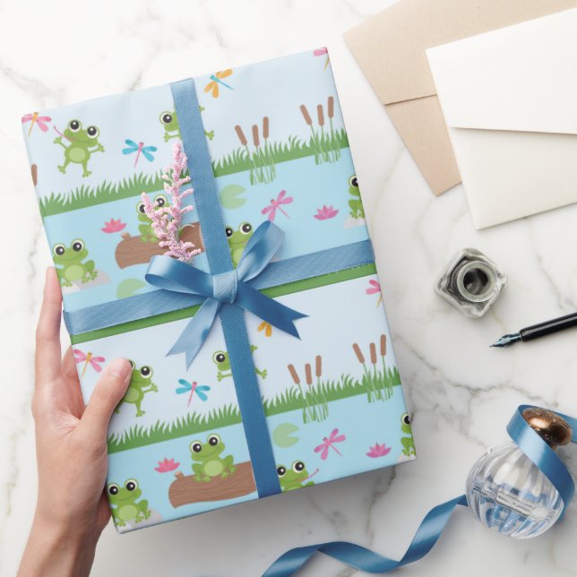 Papel De Presente Sapos bonitos em Pond (Presentear)