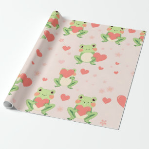 Papel De Presente Sapos Caprichosos Corações Dia dos Namorados Anima