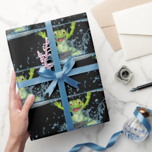 Papel De Presente Sapos De Salto Na Lavagem De Água