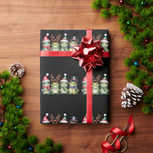 Papel De Presente Sapos Natal Amante de Sapos Fofo Papai Noel Animai