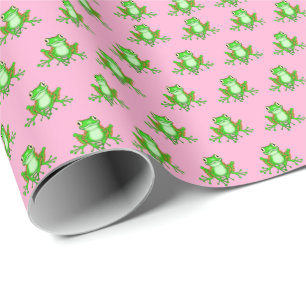 Papel De Presente sapos verdes a rosa