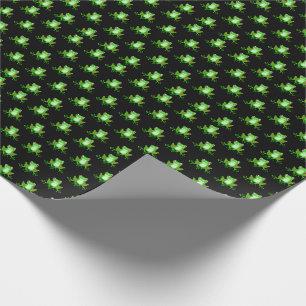 Papel De Presente sapos verdes em preto