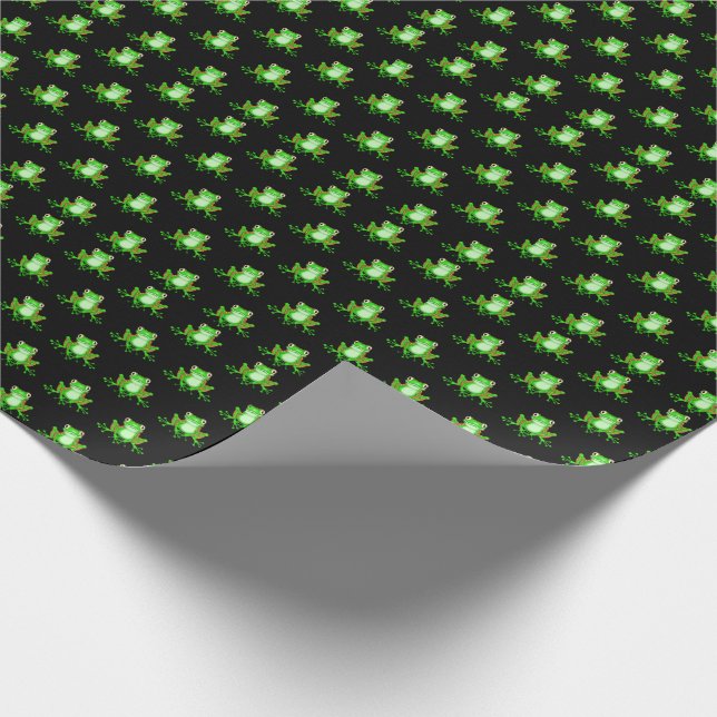 Papel De Presente sapos verdes em preto (Ponta)