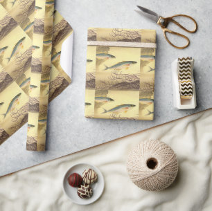 Papel De Presente Sarda no Mar, Arte Vintagem Japonista