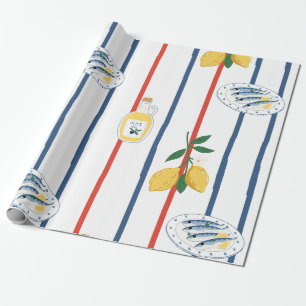 Papel De Presente Sardinhas e Limões Mediterrâneos Padrão