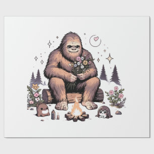 Papel De Presente Sasquatch Segurando Flores