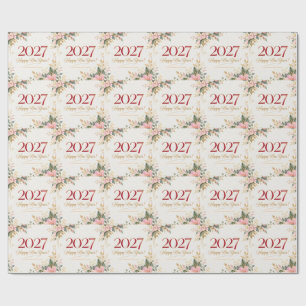 Papel De Presente Saudação de Ano Novo Botânico Elegante slyte