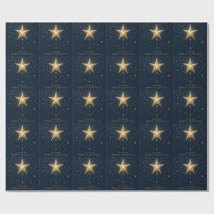 Papel De Presente Saudação de Natal Céu Noturno Celestial Vintage