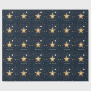 Papel De Presente Saudação de Natal Estrela Celestial Meia-Noite Lua