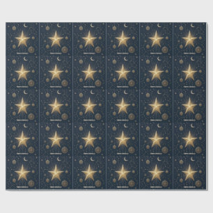 Papel De Presente Saudação de Natal Estrela Celestial Noite Estrelad
