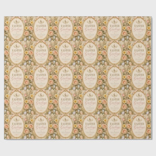 Papel De Presente Saudação de Páscoa Elegante, estilo botânico vinta