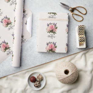 Papel De Presente Saudação Floral "Dia de as mães Feliz"
