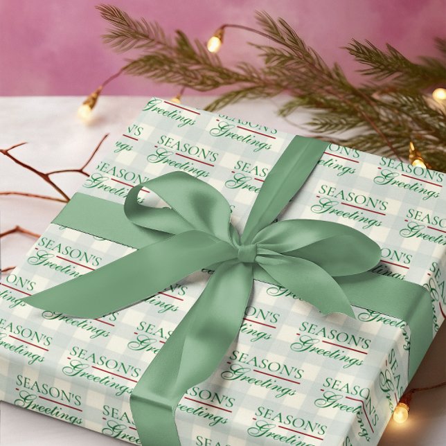 Papel De Presente Saudações da temporada Gingham Natal (Criador carregado)