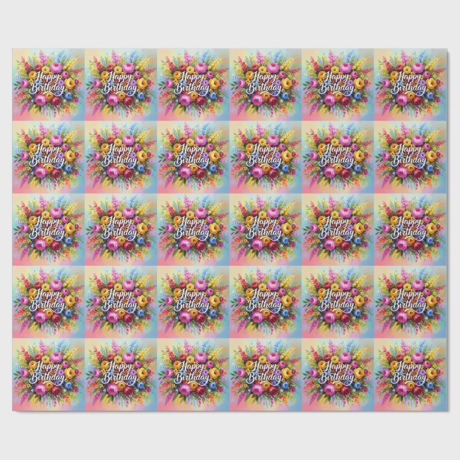 Papel De Presente Saudações de Aniversário (Aberto)