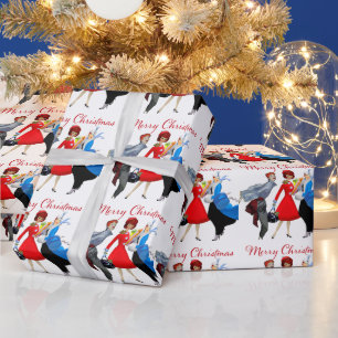Papel De Presente Saudações de Natal para Senhoras Vintage 1950