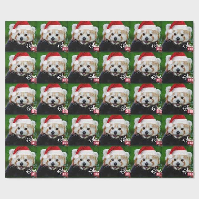 Papel De Presente Saudações dos Papais noeis do Panda Vermelho (Aberto)