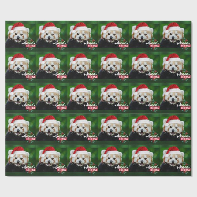 Papel De Presente Saudações dos Papais noeis do Panda Vermelho (Aberto)