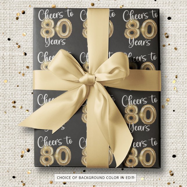 Papel De Presente Saúde para 80 anos de aniversário Dourado negro (Criador carregado)