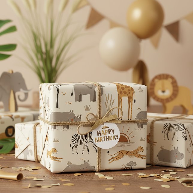 Papel De Presente Savanna Sunrise Safari Pattern ID1259 (Criador carregado)